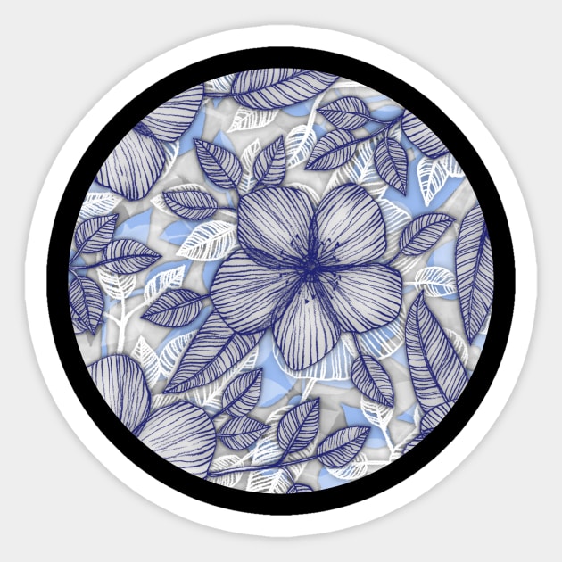 Indigo Summer - a hand drawn floral pattern Sticker by micklyn